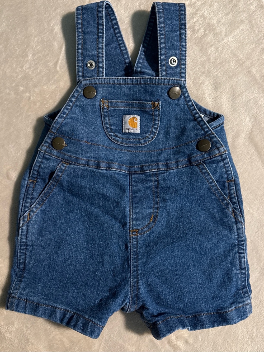 Carhartt Kids Denim Short Overalls in Blue